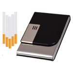 Felstar Stainless Steel Regular & King Size Cigarettes Case Holder Crush Proof Pocket Sized for Men & Women (Black)