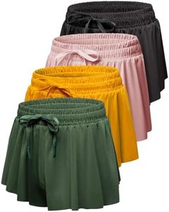 4 Pack Girls Butterfly Shorts Flowy Teen Dance Athletic Kids Skorts Skirts Tennis Cheer Preppy Activewear Running Youth Workout Summer Liner, 8-10