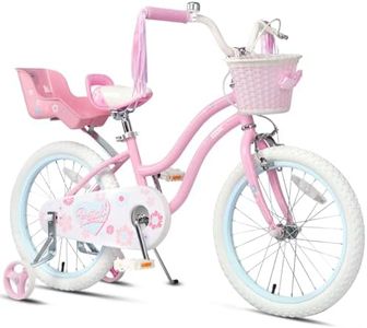 Glerc Petal 18 Inch Girls Bike for Ages 5-9 Years, Kids Bike with Training Wheels, Basket & Streamers, Princess Style Kids Bicycle, Toddler Bike Gift for Big Girls