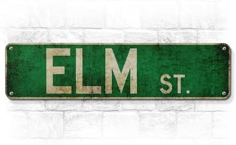 Elm Street Sign Vintage Decor - 16 x 4" Nightmare on Elm Street Poster Outdoor Metal Wall Art Coffee Bar Sign Street Signs for Bedroom - Horror Movie Poster Wall Decor Metal Tin Sign Halloween Decor