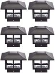 NOMA Solar Post Lights | Waterproof Outdoor Cap Lights for 4 x 4 Wooden Post, Deck, Patio, Garden, Décor or Fence | White LED Lights, 6-Pack