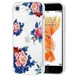 Tothedu Phone Case for iPhone 6S Plus Case, iPhone 6 Plus Case for Girls Women, Clear Slim Shockproof Pattern Soft TPU Back Phone Protective Cover Cases for iPhone 6 Plus/ 6S Plus (Blue Flower)