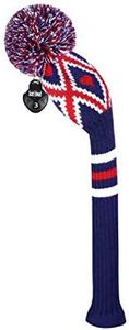 Scott Edward 1 Piece Knitted Golf Head Cover for Wood,Driver Wood(460cc) Fairway Wood/Hybrid,Soft, Washable, Anti-Pilling, Anti-Wrinkle, Long Neck (Blue Argyle, Fairway)