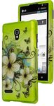 Optimus L9 Phone Case, Bastex Heavy Duty Green with White Hibiscus Flowers Design Snap On Case Cover for LG Optimus L9 P769