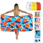 EVAHOME Beach Towels Large, Turkish Beach Towel, Quick Dry Travel Towel, Sand Free Microfiber Beach Towel, Serviette de Plage Microfibre, Baby Kids Beach Towel 32" x 60" (Watermelon, 80 x 150cm)