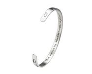 Knighthood Bracelets for Women Inspirational Gifts for Girls Men Motivational Birthday Love Expressing Valentines Day Cuff Bangle Friendship Personalized Mantra (Silver) KH-CF-53