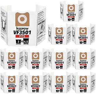iKEEPOW VF3501 Shop Vac Bags Compatible with Ridgid Vacuum 3 to 4.5 Gallon Dust Bags/Workshop Dry Vac Bags, Replacement Fiter Bags, Part # VF3501 / WS32045F9 (12 Pack)