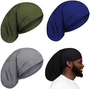 4 Pieces Unisex Dreadlock Cap Long Hair Dreads Head Wrap Sleeping Cap Hair Accessories Sleep Bonnet for Men Women(Mixed Color)