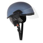 Western Era Unisex Half Helmet for Men & Women | Clear Visor | Comfort & Safety | Enhanced Design | (Large, Blue Metallic Glossy)