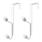 JINRETUTE 2 Pcs Over The Door Hooks Sturdy Metal Over Door Wooden Hooks Organizer Rack Over The Door Hook Hanger for Hanging Coats Hats Robes Towels