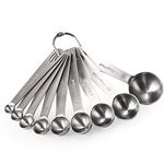 U-Taste 18/8 Stainless Steel Measuring Spoons Set of 9, (1/16 TSP, 1/8 TSP, 1/4 TSP, 1/3 TSP, 1/2 TSP, 3/4 TSP, 1 TSP, 1/2 tbsp & 1 tbsp) for Dry and Liquid Ingredients