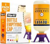 Flip-It! 1-Pack Bottle Emptying Kit – No More Wasted Product - Fits Most Plastic Bottles – Get Out Every Drop of Shampoos, Lotions, & More – 1 Base Cap, 3 Adapters – Bright Color Edition