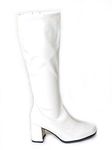 Ladies Women's Girls Fancy Dress 1960'S 70'S Knee GO GO Retro Boots (UK 7, White)