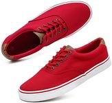 yageyan Men’s Low Top Canvas Walking Shoes Lace-up Fashion Sneakers Casual, Red, 10