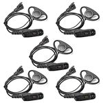 HYSHIKRA D Shape Earpiece with Mic Multi Pin Headset Compatible with Motorola DP3400 DP4400 DP4800 DGP4150 XiR-P8200 Xpr-6300 Two Way Radio (5 Pcs)