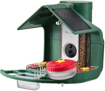 LivingSURE 2-in-1 Smart Bird Feeder with Camera Outdoor Solar Powered Smart Birdfeeder Live Stream Video Camera with AI Recognition for Outside Wild Birds Garden Decor - Bird Lover Gifts