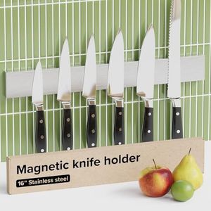 Knife Magnetic Strip with Adhesive – Magnetic Knife Holder for Wall no Screws – Magnetic Knife Block Use as Kitchen Utensil Holder, Knife Bar, Knife Rack, Kitchen Organizer and Tool Holder