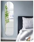 Sqinor Self Adhesive Acrylic Mirror Stick On Full Length Mirrors, Sticky Plexiglass Mirror Tiles Mirror Wall Stickers Door Full Body Mirror Long Wall Mirrors for Bedroom Living Room Gym Hallway Walls