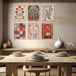 kotart Premium Digital Madhubani Paintings with Frame for Home Decoration - Traditional Painting for Living Room Bedroom Office Room Decor - Painting for Wall Decoration - Pack of 6 (Combo02)