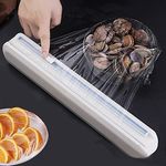 House of Quirk Plastic Wrap Dispenser with Cutter Aluminum Foil Dispenser Refillable Wrap Dispenser Plastic Food Wrap Dispenser Cling Film Dispenser with Cutter - White/Grey