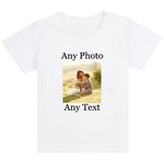 PB TECH Personalised Kids T Shirt, Create Your Own Design with Any Favorite Photo, Any Text Boys Girls Top Tee. (as8, Age, 7_Years, 8_Years, Regular, White)