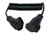 JVJ 3.0 m 300 cm 13-Pin to 13-Core Connection Extension Coiled Cable Lead for Trailer caravan Boat Trailer Tractor