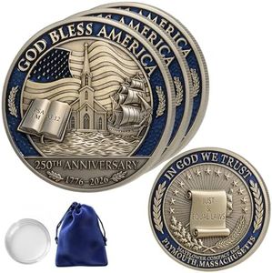 3PCS USA 250th Anniversary Commemorative Coin (1776-2026) - God Bless America Patriotic Challenge Coin, Features Mayflower Compact & Declaration of Independence - Semiquincentennial Liberty Gift