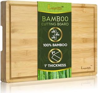 Leqsdijk Large Bamboo Cutting Board, 1” Extra Thick Cutting Boards for Kitchen, Wood Cutting Board with Integrated Juice Grooves and Handles (17" x 12.5" x 1" / 43 x 31.7 x 2.5 cm)