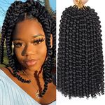 Leeven 7 Packs Short Passion Twist Crochet Braids Hair for Butterfly Faux Locs 12 Inch Water Wave Crochet Hair Hot Water Setting Passion Twists Braiding Hair Bohemian Braids Hair 1B#