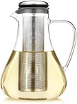 Teabloom All-in-One Glass Pitcher/Teapot (50 OZ / 1500 ML) – For Hot Tea, Iced Tea, Cold Brew Tea and Fruit Infused Water – With Volume Markings For Precise Brewing