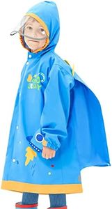 Kids Raincoat Boys Girls Rain Jacket Hooded Rain Poncho Rainproof Cape Rainsuit Reusable Rainwear 4-18 Years, Blue, 7-10 Years