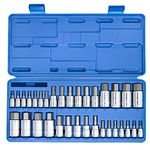 NEIKO 10388A Master Allen Hex Bit Socket Set, 33 Piece SAE and Metric Allen Socket Set, Allen Head Hex Key Socket Set Made with S2 Steel, Allen Hex Bit Set, Standard 5/64” – 3/4” & Metric 2mm – 19mm