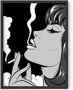 HAUS AND HUES Retro Posters of Woman Smoking Wall Art Black and White Posters for Room Aesthetic Vintage Smoking Posters Trippy Wall Art Edgy Weed Posters UNFRAMED 12”x16”
