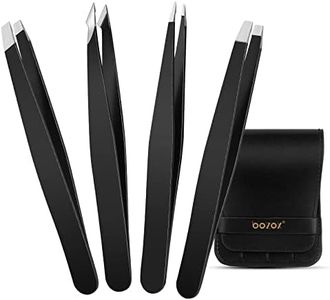 BEZOX Eyebrow Tweezers for Women and Men, Eye Brow Plucker – 4 PCS Precision Steel Tweezers Set - Black