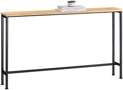 SoBuy Table Console Table d'appoint Bout de canapé Table d’entrée Cadre et 4 Pieds en Fer - L120cm x P20cm x H81cm, Nature et Noir, FSB19-L-E
