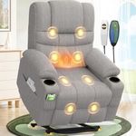 Lift Chair For the Elderly Recliner Armchair with 8-Piont Massaage & Lumbar Heating, Type C+USB Ports, 45° Assisted Standing Power Recliner Chair for Living Room, 2 Cup Holders & 4 Side Pockets