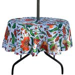 EHouseHome Outdoor and Indoor 60inch Round Tablecloth with Umbrella Hole and Zipper, Waterproof Zippered Patio Table Cloths, Spring/Summer Table Covers for Backyard Circular Table/BBQs/Picnic