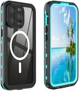 Qxixsitv Compatible with IP68 WaterProof Case iPhone 15 Pro 6.1 inch Magnetic, DropProof DirtProof Snowproof Anti-Scratch Heavy Duty Full Body Protect Built in Screen Protector Clear Rugged,Black-blue