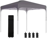 Outsunny 3 x 3 (M) Pop Up Gazebo, UPF 50+ Foldable Canopy Tent with Carry Bag with Wheels and 4 Leg Weight Bags, Height Adjustable, for Outdoor Garden Patio Party, Dark Grey