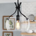 NZZDYI Modern Black Glass Pendant Lights for Kitchen Island 11.8”Industrial Farmhouse Pendant Light Fixture with Clear Glass Shade Dining Room Bedroom Hallway Sink