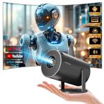 【Built-in Apps】 HIPPUS Projector, Mini Projector, Supports WiFi 5G, BT5.0 with 11.0 Android OS, Auto Keystone, 180 Degree, 720P，4K Support，Outdoor Projector for Phone/TV Stick/HDMI/PS5,Gray