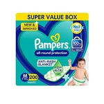 Pampers All round Protection Pants, Medium size baby Diapers, (7-12kg) 200 Count Lotion with Aloe Vera