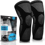 POWERLIX Knee Compression Sleeve (Pair) - Best Knee Brace for Knee Pain for Men & Women – Knee Support for Running, Basketball, Volleyball, Weightlifting, Gym, Workout, Sports - (Black S)