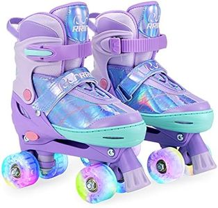 RunRRIn Adjustable Kids Roller Skates for Girls Boys with Light Up Wheels –Skates for Kids Ages 6-12, Toddler 3-5, Youth and Women Beginners Indoor and Outdoor