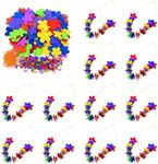 Fun Express Hawaiian Leis Bulk Lei Making Kit-Make 12 Colorful Foam Flower Necklaces for Luau Party Decorations |Tropical Hawaiian Party Favors & VBS 2026 Vacation Bible School Craft Supplies for Kids