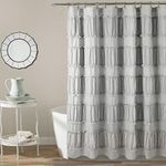 Lush Decor, 72" x 72", Gray Nova Ruffle Shower Curtain