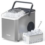 Costar Stainless Steel Ice Maker Machine with Handle, Portable Ice Maker with Auto-Cleaning, 12KG/Day Quiet Compact Machine with Ice Scoop & Basket, Ideal for Home, Office, Kitchen, Parties, Camping