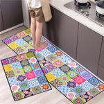 HEKOBAG 2Pcs Kitchen Mat Sets, Kitchen Rugs Runner Non Slip Kitchen Rug Set Washable Kitchen Floor Mat Anti Fatigue Kitchen Floor Mat Comfort Standing Mat for Kitchen,Laundry,Bedroom(40x60+40x120cm)