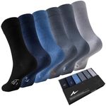 Niorasen 6 Pairs Bamboo Mens Socks, Comfortable Soft Top Crew Socks, Breathable Smart Classic Dress Sock with Gift Box for Everyday Business Casual multicolor 5-9