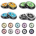 TBF Alloy Series 100mm Stunt Scooter Wheels + ABEC9 // Fit TBF Slamm Razor MGP Grit JD Bug (5 Star Neochrome Single)